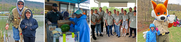 Collage of images of Community Service and fundraising