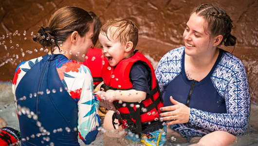 Season pass holders enjoying unlimited water park access at Massanutten Resort