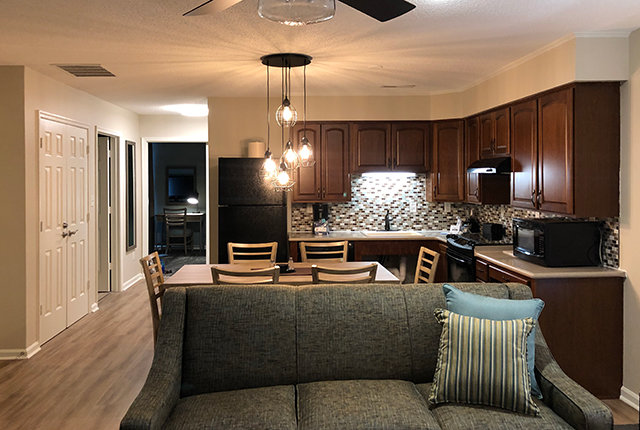 Condo living room & kitchen at Massanutten Resort