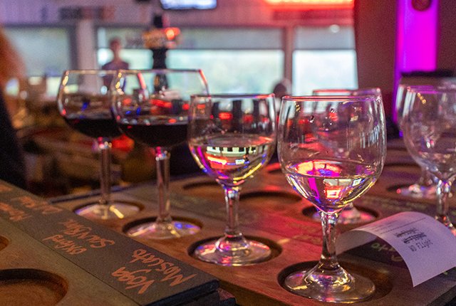 A flight of wines